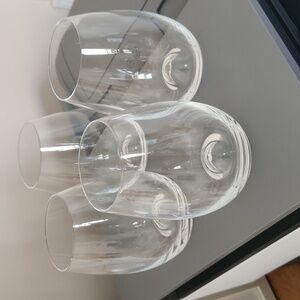 Set of 4 stemless wineglasses, inverted/bubbled bottom